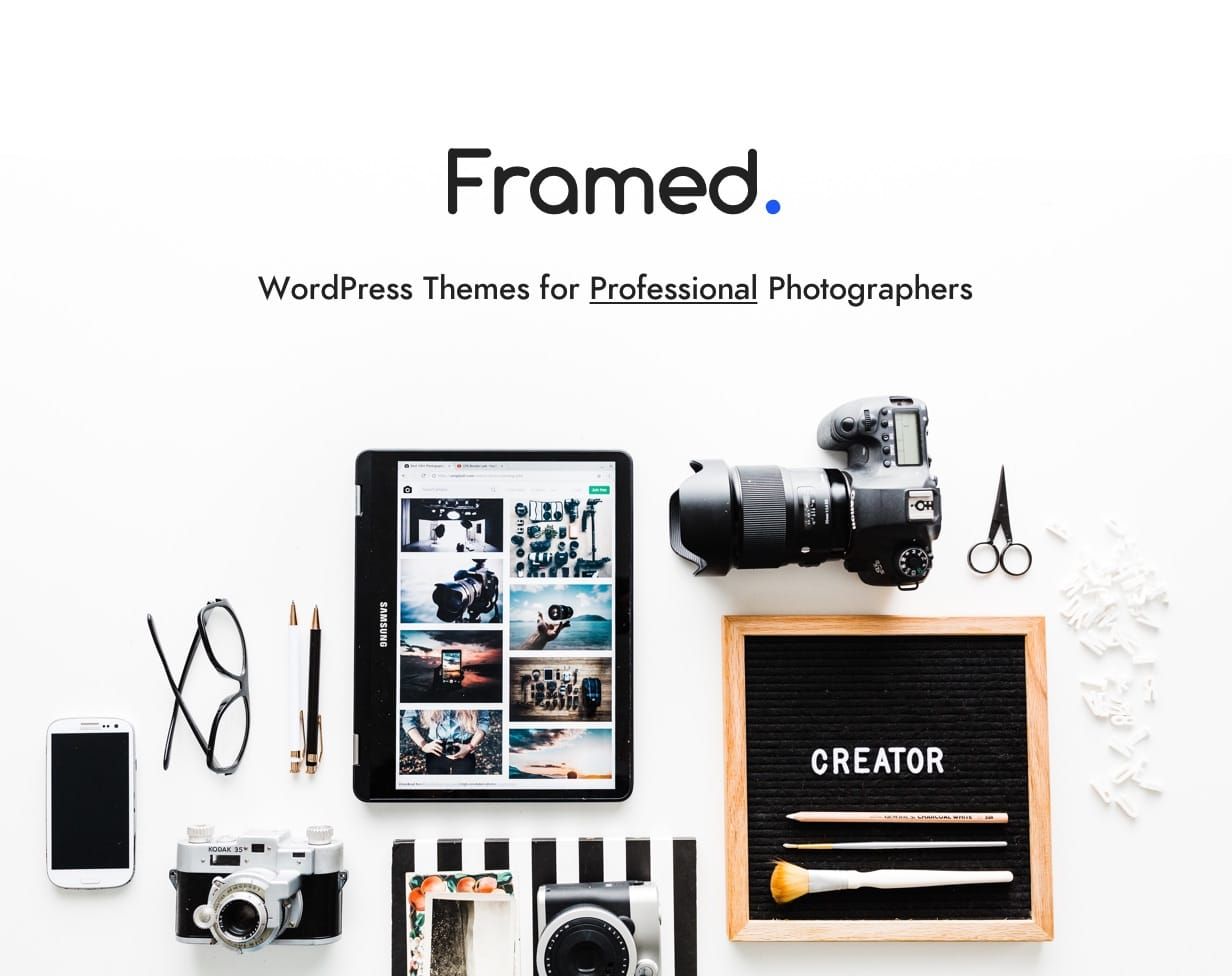 Framed photography portfolio wordpress theme