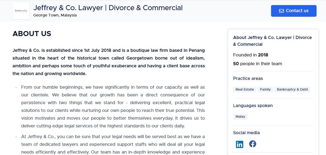 Jeffrey & Co. Lawyer – One of the best divorce lawyers in Penang.