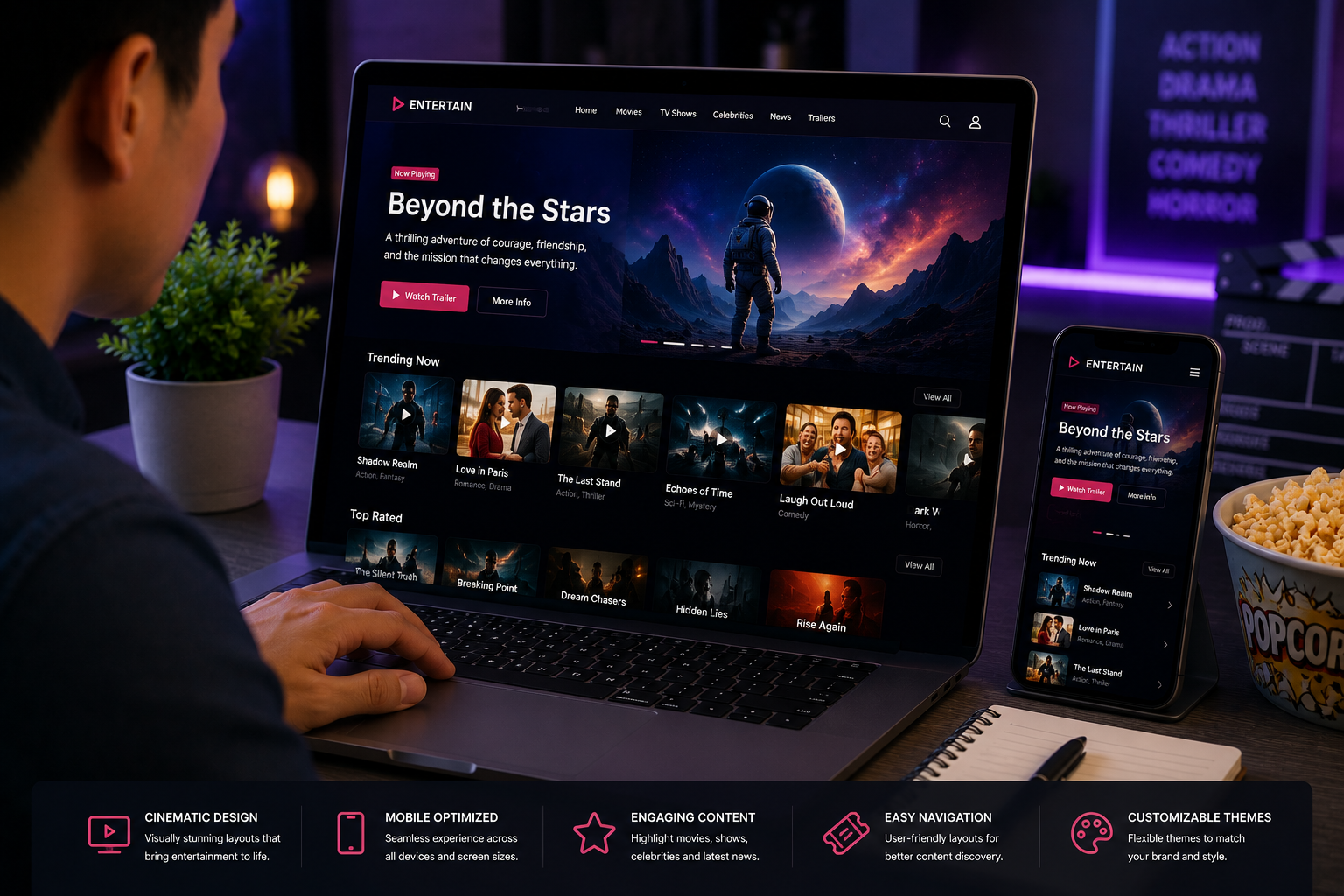 Website Themes and UX:UI Layouts for the Entertainment Industry