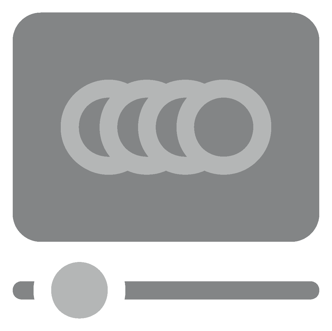 Gray chat bubble containing an ellipsis loading indicator, with a gray media progress bar and circular knob below.