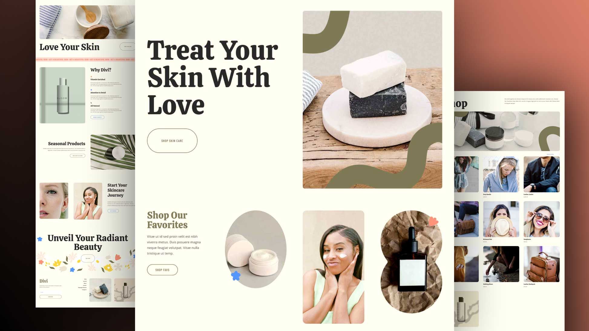 Skincare layout pack for divi