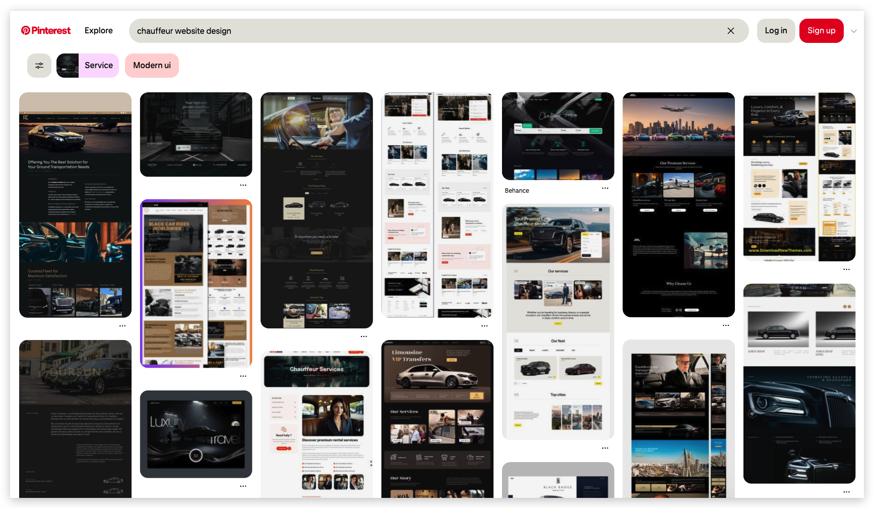 image - Local Branding, Web Design & Digital Marketing Agency Pinterest grid of chauffeur and car service website templates and mockups