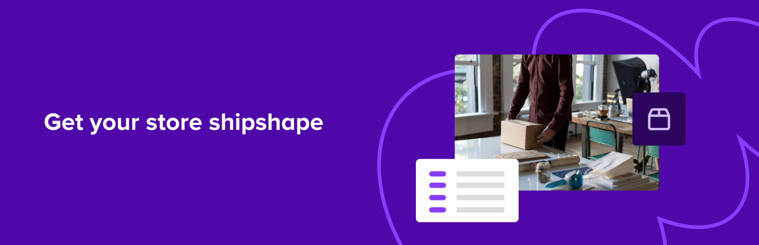 image - Local Branding, Web Design & Digital Marketing Agency Person packing a box at a desk with a receipt/checklist card and a purple shipping icon overlay on a purple background, conveying order fulfillment.